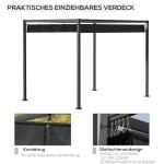 Pergola med Justerbart Tak, Modern Trädgårdspaviljong i Metall, Skapar Skugga och Rumskänsla på Uteplatsen, Svart/Grå, 298 x 213 x 221 cm