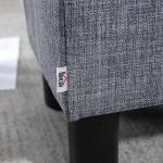 Fotpall Ottoman Grå av Linne och Trä för Vardagsrum och Hall Rektangulär Stoppad Pall Lastkapacitet upp till 150 kg Robust