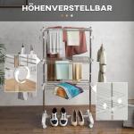 Mobil Klädluftare, Torktumlare, 3 Våningar, Hopfällbar, Silver + Vit