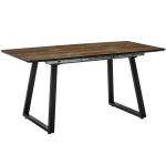 Utdragbart Matbord i Industriell Stil, Robust Köksbord med Metallben, Flexibel Matplats för 6 Personer, Svart/Brun, 120-160 x 80 cm