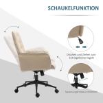 Modern Kontorsstol i Linnetyg, Höj- och Sänkbar Skrivbordsstol med Vippfunktion, Ergonomisk Arbetsstol för Hemmakontoret, Beige, 120 kg