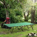 Dubbel Campingsäng med Bärväska, Hopfällbar Tältsäng för 2 Personer, Robust Extrasäng för Utomhusbruk, Grön/Svart, 193 x 125 x 40 cm