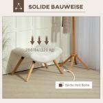 Fotpall med Fleeceöverdrag och Träben för Vardagsrum, Sovrum och Hall, Krämvit