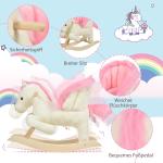 Gunghäst Baby Gungdjur med Ljud och Griphandtag för 18-36 Månader Plysch Vit Rosa 70 X 28 X 57 Cm