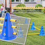 Agilityset Hund 6 Hinder Blå Plast för Träning Slalomhinder och Koner med Väska Justerbar Höjd 80 cm