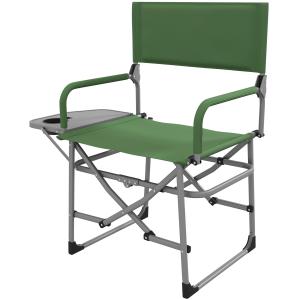 Regissörsstol Campingstol Grön av Oxford Tyg och Metall för Camping och Strand Hopfällbar med Sidobord och Mugghållare