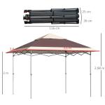 Hopfällbar Pop-up Paviljong, Portabelt Partytält med Bärväska, Enkel Montering för Trädgårdsfest, Mörkbrun/Khaki, 3,6 x 3,6 m