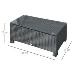 Sidobord i Konstrotting för Utomhusbruk, Väderbeständigt Soffbord för Balkong och Terrass, Praktisk Förvaring, Svart, 85 x 50 x 39 cm