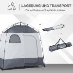 Dusch- och Toalettält för 2 Personer, Rymligt Omklädningsrum för Camping, Smidigt Insynsskydd med Fönster, Grå