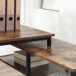 L-Format Hörnskrivbord med Hylla, Rymligt Datorbord med Låda för Hemmakontor, Industriell Design i Trä och Metall, Rustik Brun, 135 x 90 x 79 cm