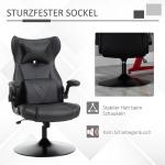 Ergonomisk Gamingstol med Gungfunktion, Bekväm Kontorsstol i Konstläder, Höj- och Sänkbar Sits för Spel och Arbete, Svart
