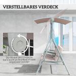Hammock Trädgårdsgunga 2-Sits med Soltak Beige av Tyg och Metall för Trädgård och Terrass Gunga med Mugghållare 180 kg 175 x 112 x 165 cm