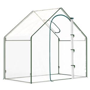 Växthus för Odling med Takfönster och Upprullningsbar Dörr för Trädgård Hållbar och Stabil Transparent Plast och Metall 180 x 100 x 168 cm