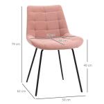 Matsalsstolar Köksstolar Set om 2 Rosa av Sammet och Stål för Vardagsrummet Retrodesign Stol med Ryggstöd
