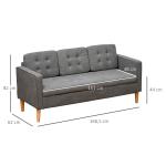 3-Sitsig Soffa i Modern Design, Rymlig Tygsoffa med Avtagbara Dynor, Stabil Träram och Bekväm Stoppning, Grå, 166,5 x 62 x 82 cm