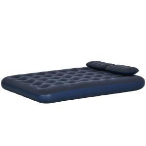 Luftbädd Luftmadrass Blå av PVC för Camping och Gäster Dubbel Madrass med Handpump och Kudde 203 x 152 x 22 cm