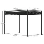 Pergola med Justerbart Tak, Modern Trädgårdspaviljong i Metall, Skapar Skugga och Rumskänsla på Uteplatsen, Svart/Grå, 298 x 213 x 221 cm