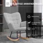 Gungstol Relaxstol Accentstol Ljusgrå av Berberfleece och Trä för Vardagsrum och Vila Lastkapacitet upp till 120 kg Bekväm 71 x 92 x 101 cm