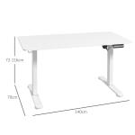 Skrivbord Datorbord Vit av Spånskiva och Metall för Kontor Elektriskt Höjdjusterbart med 4 Minne Anti-Kollision 140 x 70 cm