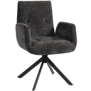 Fåtölj Snurrbar Bekväm Svart Tyg för Vardagsrum och Kontor Modern Design med Mjuk Stoppning Robust 120 kg