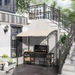 Grillpaviljong med Sidohyllor, Stabilt Grilltält med UV-Skydd, Praktiskt Solskydd för Grillmästaren, Beige, 215 x 150 x 220 cm