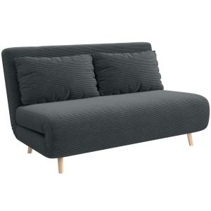 Bäddsoffa Justerbar Mörkgrå Manchester för Vardagsrum och Gäster 3 Lägen Bekväm Gästsäng 141x90x81 cm