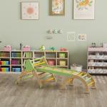 Klätterställning Inomhus 8 i 1 Grön Trä för Barnrum Montessori Leksak med Rutschkana och Klätterbåge Främjar Motorik och Balans Säker Konstruktion