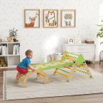 Klätterställning Inomhus 8 i 1 Grön Trä för Barnrum Montessori Leksak med Rutschkana och Klätterbåge Främjar Motorik och Balans Säker Konstruktion