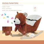 Gunghäst Gungleksak Brun Plysch och Trä för Barn Gungbjörn med Sång Present och Julklapp