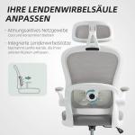 Ergonomisk Kontorsstol med Mesh-ryggstöd, Höjdjusterbar, Fällbara Armstöd och Gungfunktion, Grå