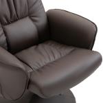 Snurrbar TV-Fåtölj med Pall, Bekväm Relaxstol med Massage och Liggfunktion, Mjukt Konstläder för Avkoppling, Brun, 76 x 81 x 105 cm