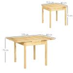 Utbyggbart Fällbord Matbord Natur av Trä för 2-4 Personer Perfekt för Kök och Små Utrymmen Praktisk Design 120 x 80 x 75 cm