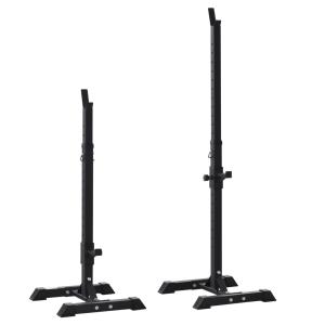 Hantelställ Skivstångsställ Set om 2 Silver av Stål för Styrketräning Höj- och Sänkbart Ställ 105-160 cm 150 kg