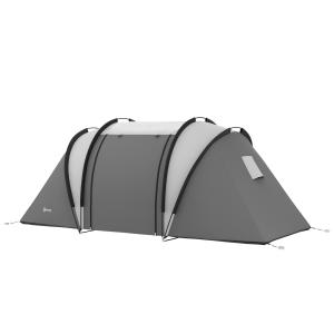 Campingtält Tunneltält för 4-5 Personer Blå av Polyester för Camping och Resor Vattenavvisande Familjetält med 3 Rum 3000 mm