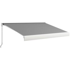 Elektrisk Markis Fällarmsmarkis Ljusgrå av Aluminium och Polyester för Balkong Solskydd med Handvev och Fjärrkontroll Väggfäste 4 m