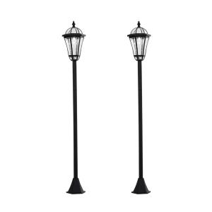 2-Delad Solar Gatubelysning LED IP44 ABS Energisparläge Vattentät Trädgårdslampa Rostfritt Stål Svart Ø18,5 X H129 Cm