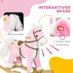 Gunghäst med Sadel, Stigbyglar, Ljudeffekter och Musik, Plysch, Metallram, upp till 30 kg, Rosa