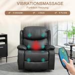 Avslappningsstol Massagestol Svart av Konstläder och Metall för Vardagsrum Elektrisk TV Stol med Liggfunktion och Värme