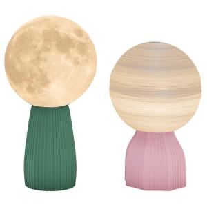 Planetarisk Bordslampa Set med 3 Färger och USB i Plast, Vit