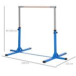Gymnastikstång Stabil Blå Trä Stål för Barn Från 3 År med Justerbar Höjd i 13 Steg Upp till 75 kg för Lek och Sport