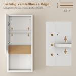 Väggskåp Badrum Vit MDF för Toalett och Badrum Hängande Skåp med Soft Close-Dörr och Hylla Platsbesparande 30 × 17 × 67 cm